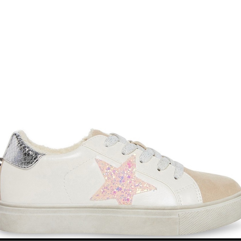 Steve Madden Kids' White and Pink Star Sneakers - Picture 2 of 9